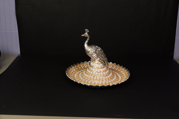 SMALL ROUND PEACOCK TRAY