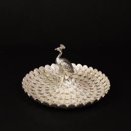SMALL ROUND PEACOCK TRAY