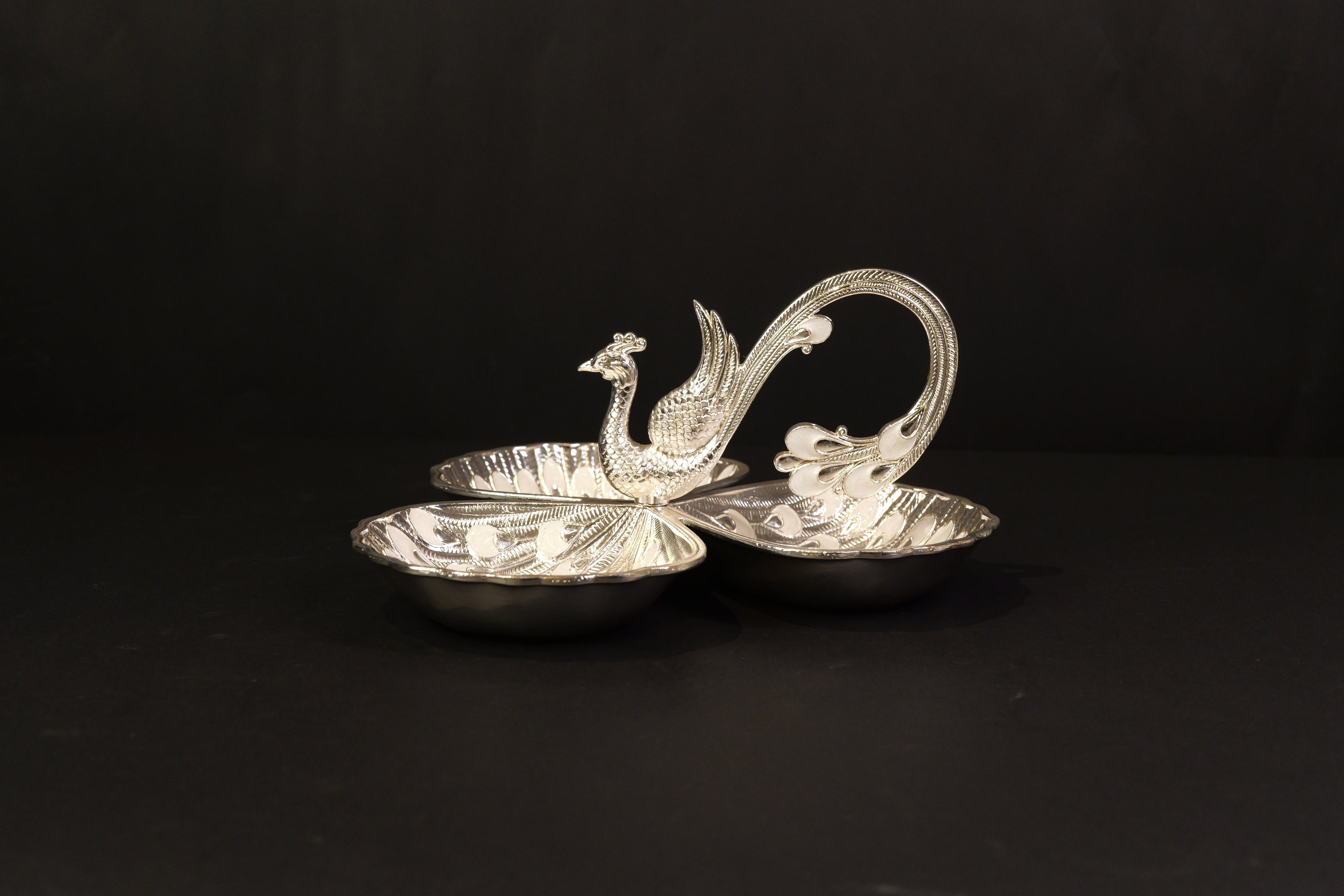 3 BOWL PEACOCK TRAY