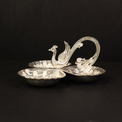 3 BOWL PEACOCK TRAY