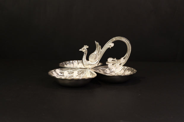 3 BOWL PEACOCK TRAY