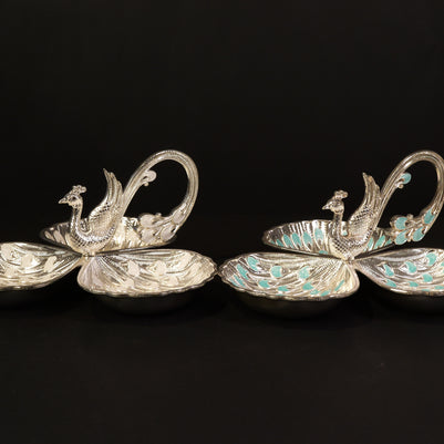 3 BOWL PEACOCK TRAY
