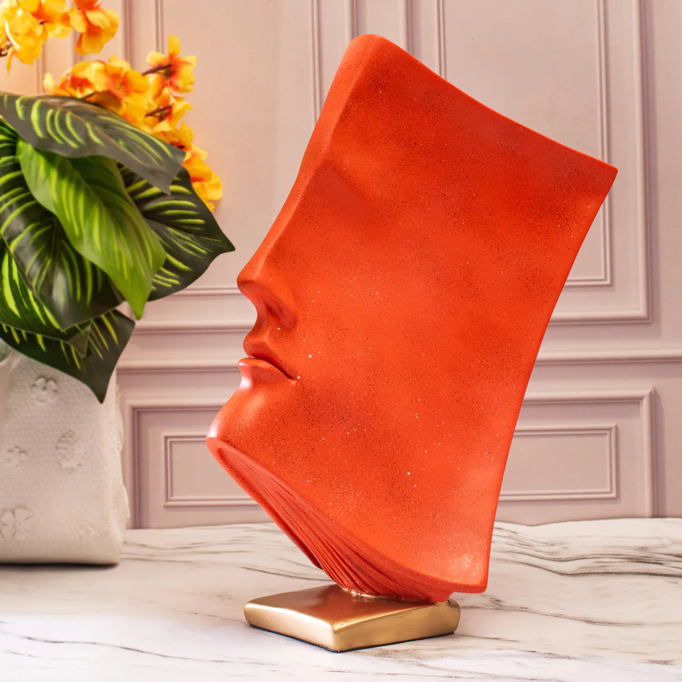 BOOK FACE ABSTRACT SCULPTURE RED