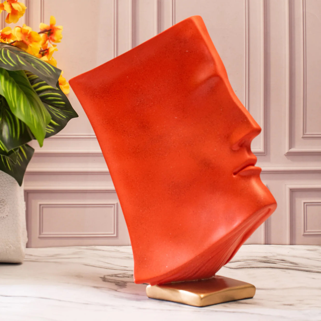 BOOK FACE ABSTRACT SCULPTURE RED
