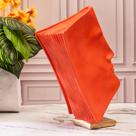 BOOK FACE ABSTRACT SCULPTURE RED