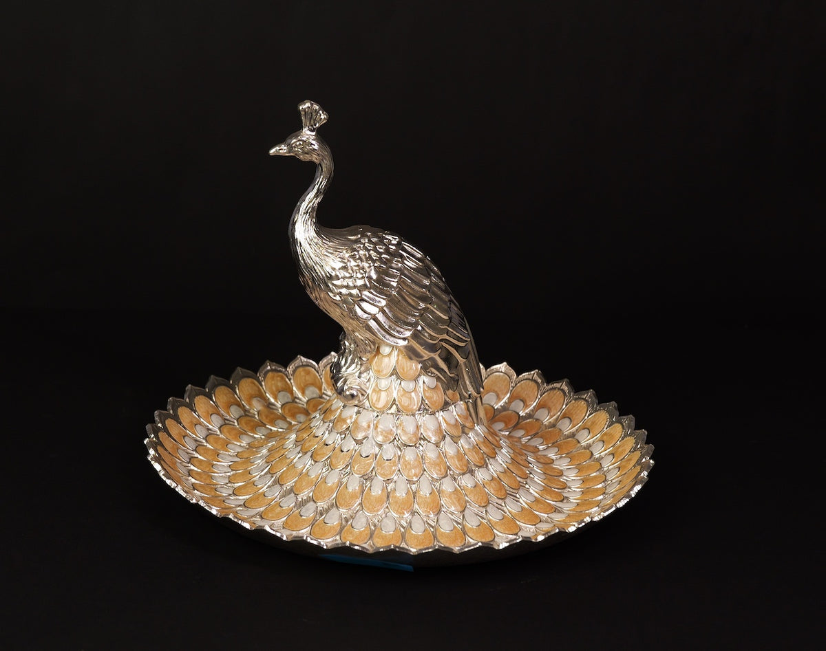 BIG ROUND PEACOCK TRAY